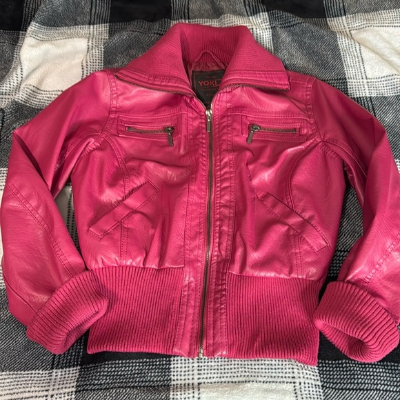 Faux leather pink jacket - Picture 1 of 7